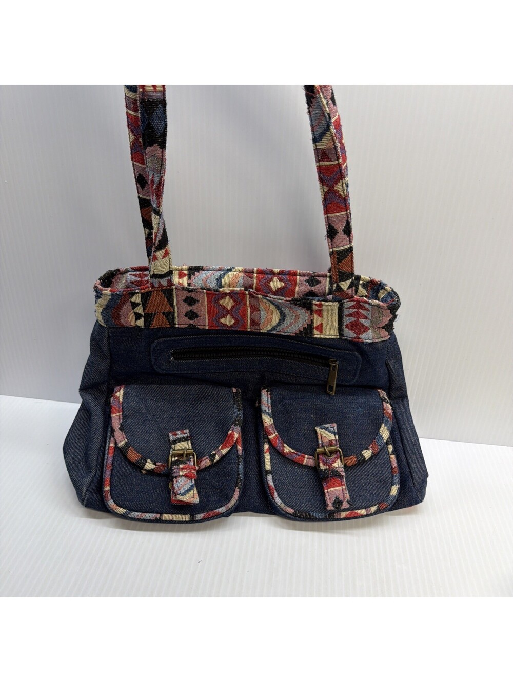 Canyon Sky Southwestern Tapestry Double shoulder straps Bag Denim Quilted